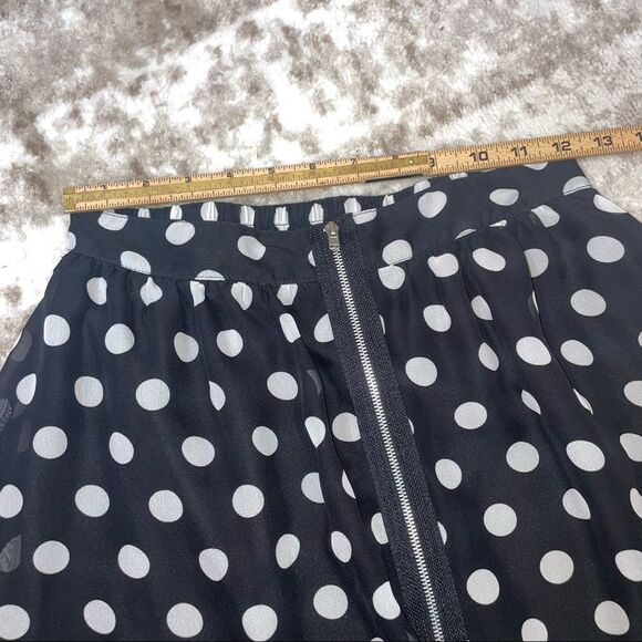 D-signed Disney high low black & white polka dot light weight skirt SZ L zip up - Picture 8 of 9